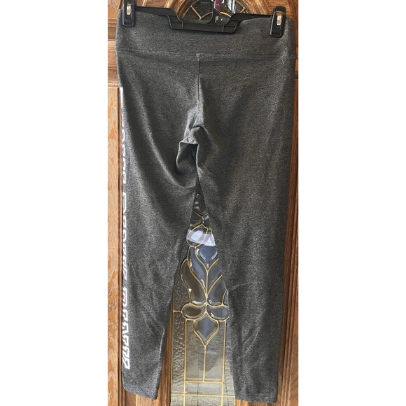 Victoria's Secret PINK Yoga leggings SZ M Beaded Sequin Logo Stripe EUC Y2K Gray - Picture 4 of 5